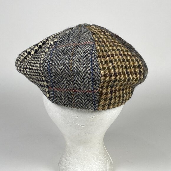 Harris Tweed Patchwork Wool Newsboy Cabbie Hat Cap Handwoven Made in Scotland - Picture 5 of 9